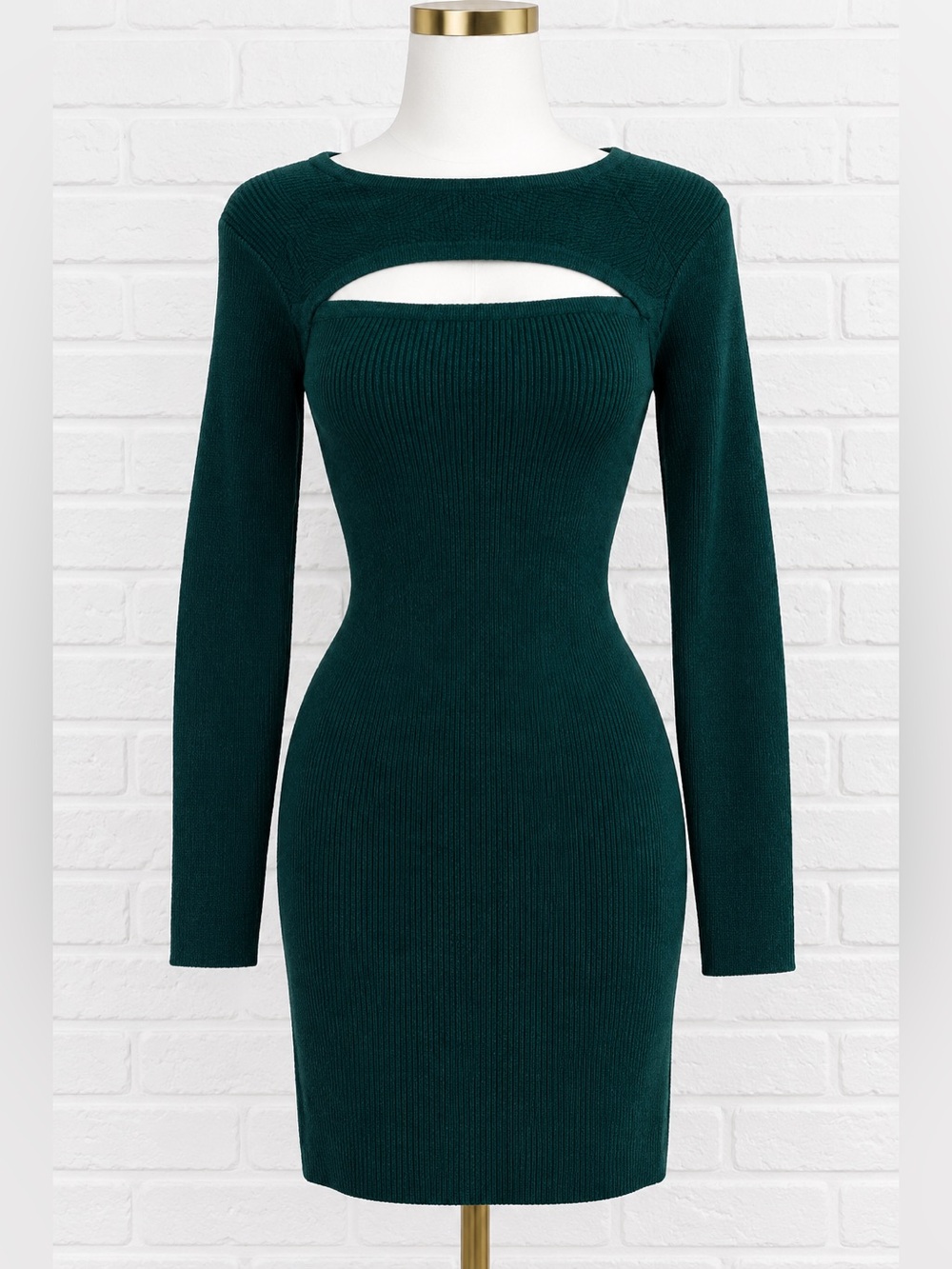NWOT Torn By Ronny Kobo Knitted Cut Out Mini Dress size small in green